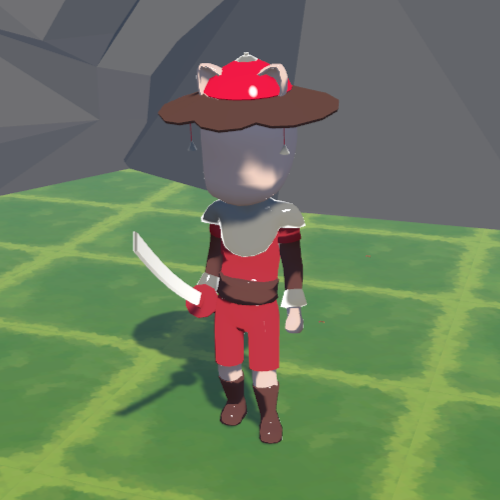 In game Grass swordsman in red armor